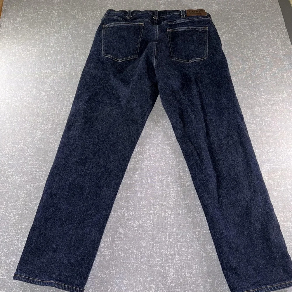 Lands' End Square Rigger Jeans Mens 35x30 Blue Flannel Lined Straight Leg Denim